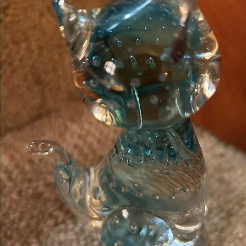Vintage Elegant Murano Glass Cat Figurine - Blue - Picture 3 of 15